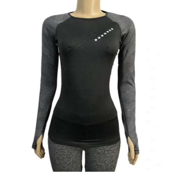Nike Pro Women's Training Long Sleeve‎ Tee Pullover Thumb Holes Gray M - Picture 10 of 10